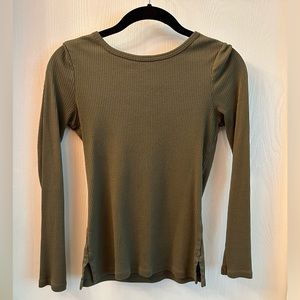 Olive green boat neck long sleeve